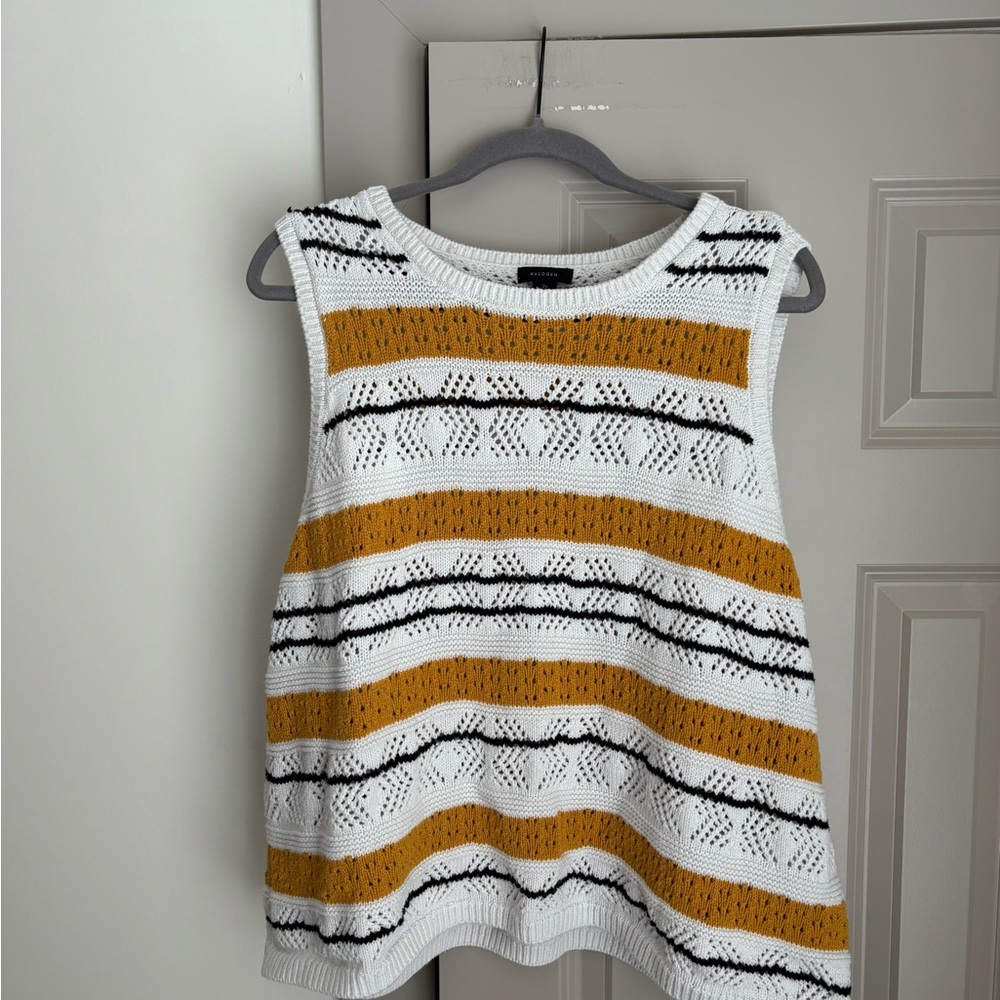 Womens Halogen Size 3X Open Stitch Sleeveless Sweater